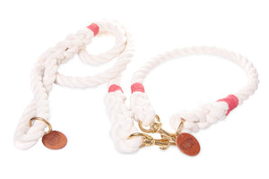 Natural White Dog Collar - Red Hemp Twine