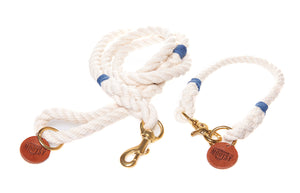 Natural White Dog Collar - Navy Blue Hemp Twine